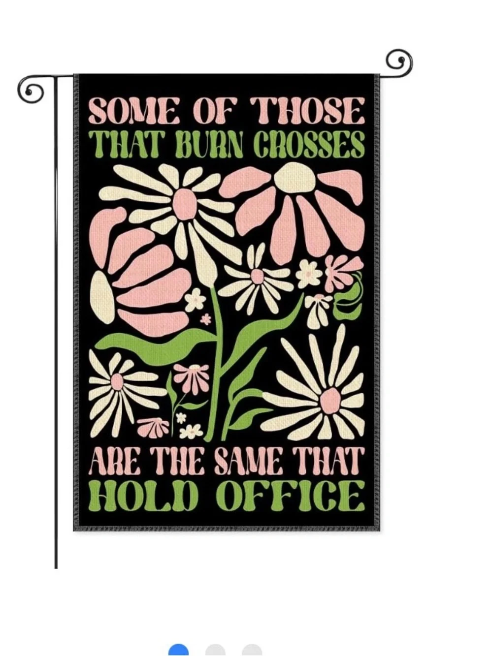 Black Graphic Flag or Tapestry with Pink & Lime Text